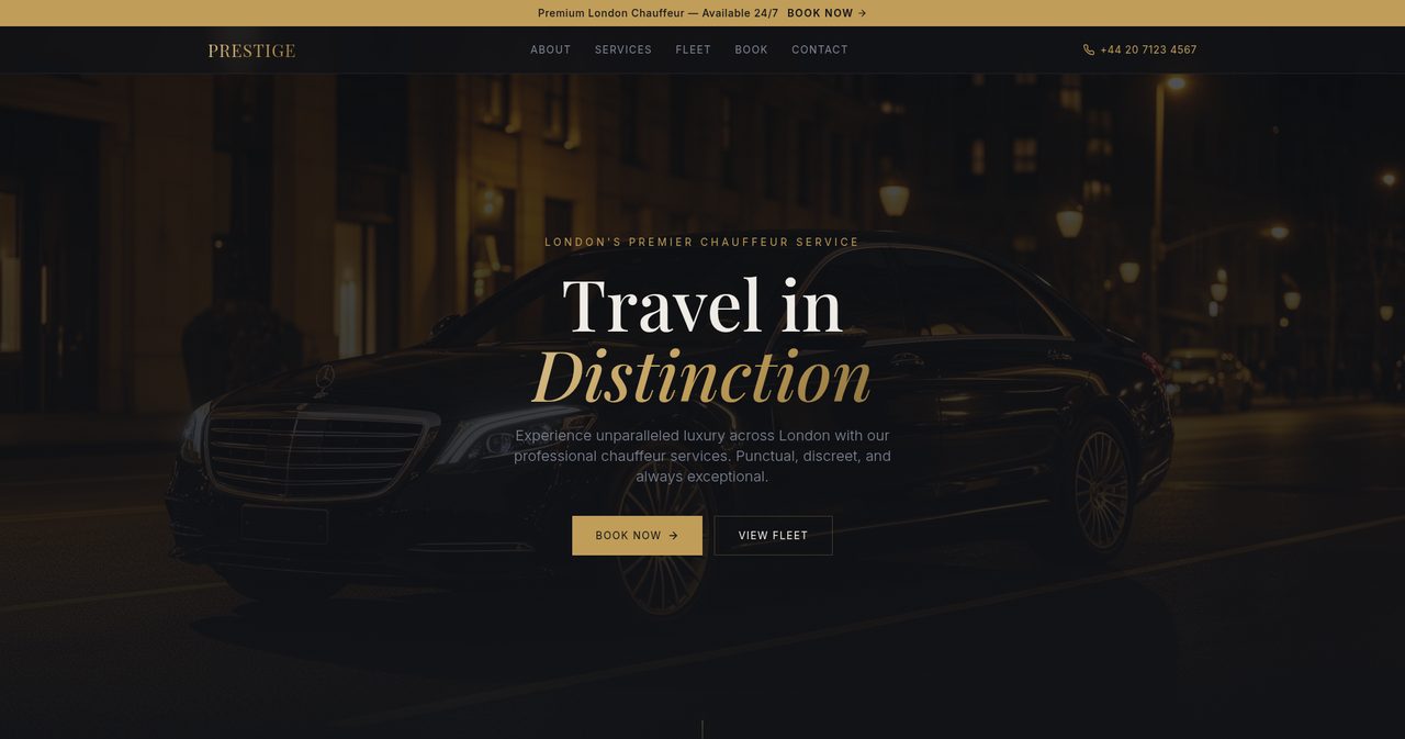 Elite Chauffeur Service website — Chauffeur hire